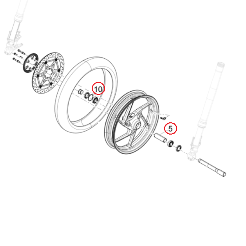 Distanziale e Anello Seger – Ruota Anteriore Aprilia RS457