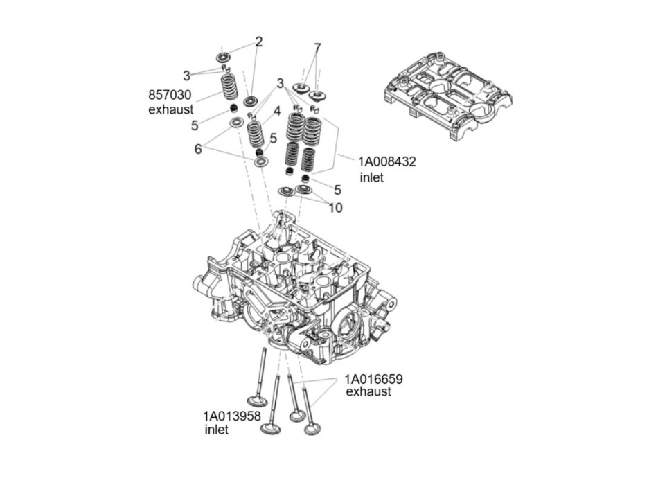 Intake Valve Dual Spring for 660 and V4 Aprilia Engines - 1A008432