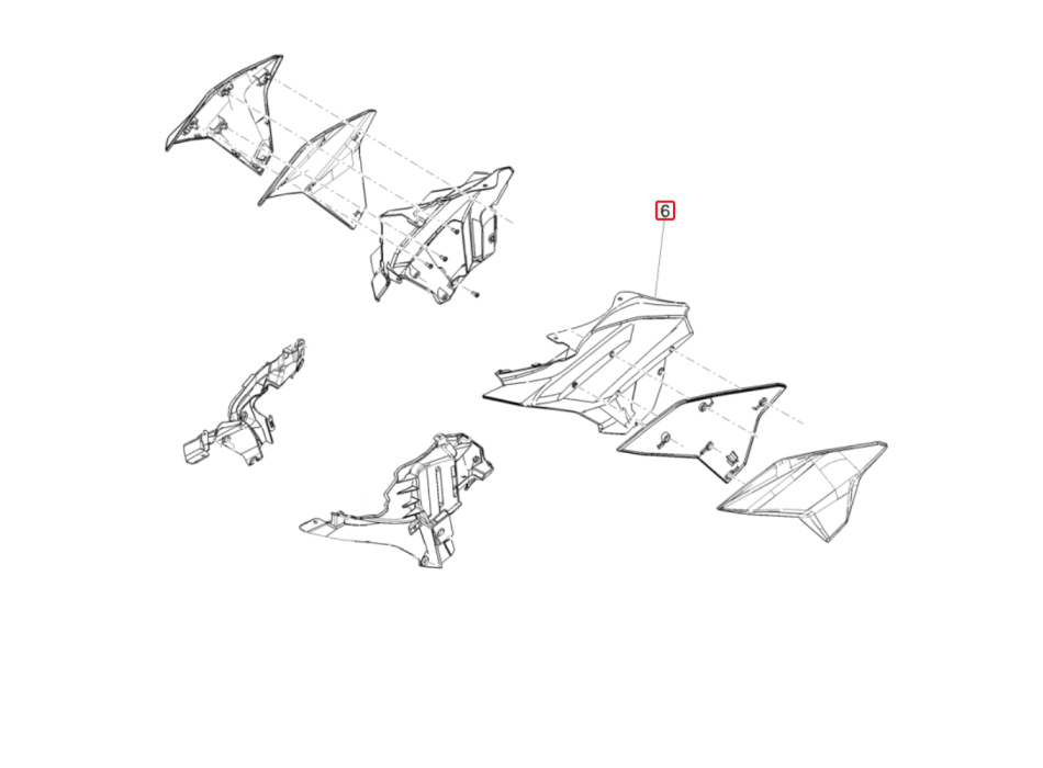 Left Inner Fairing - Unpainted for Tuono 660 - Part No. 2B008042