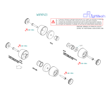 Lightech black wheel axle sliders WAPAP403 for Rsv4 and Tuono V4 from 2022