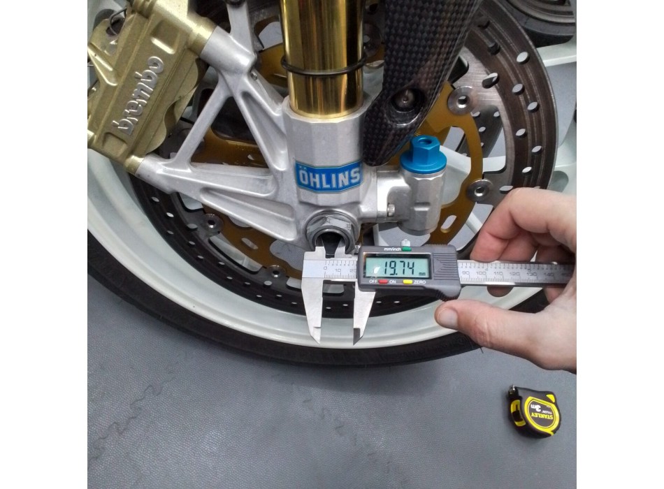 Lightech black wheel axle sliders WAPAP403 for Rsv4 and Tuono V4 from 2022