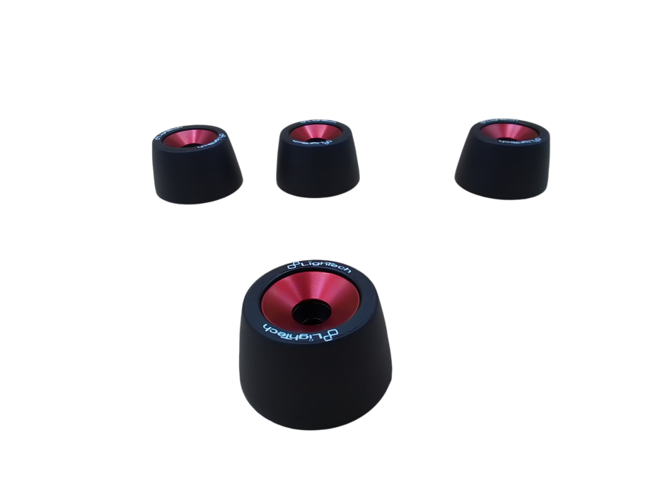 Lightech red wheel axle sliders WAPAP403 for Rsv4 and Tuono V4 from 2022