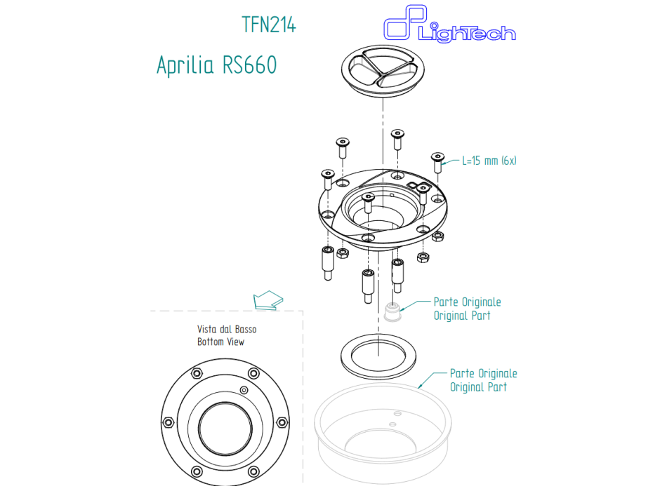 LighTech TFN214ROS - Red Fuel Tank Cap with Screw Closure