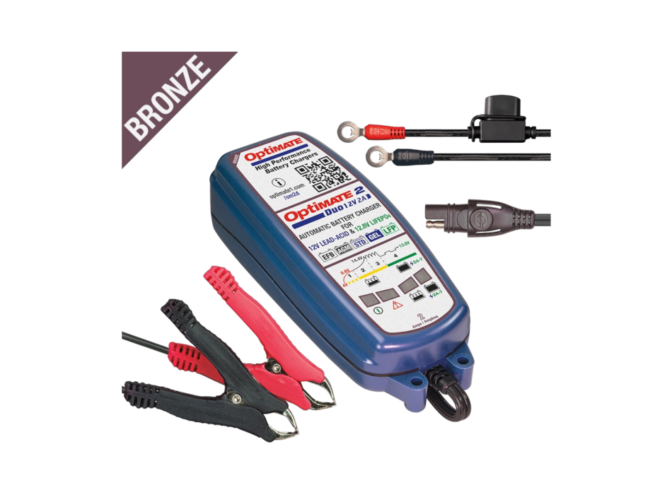 Optimate 2 Duo Battery Maintainer Charger for Lead-Acid and Lithium Batteries