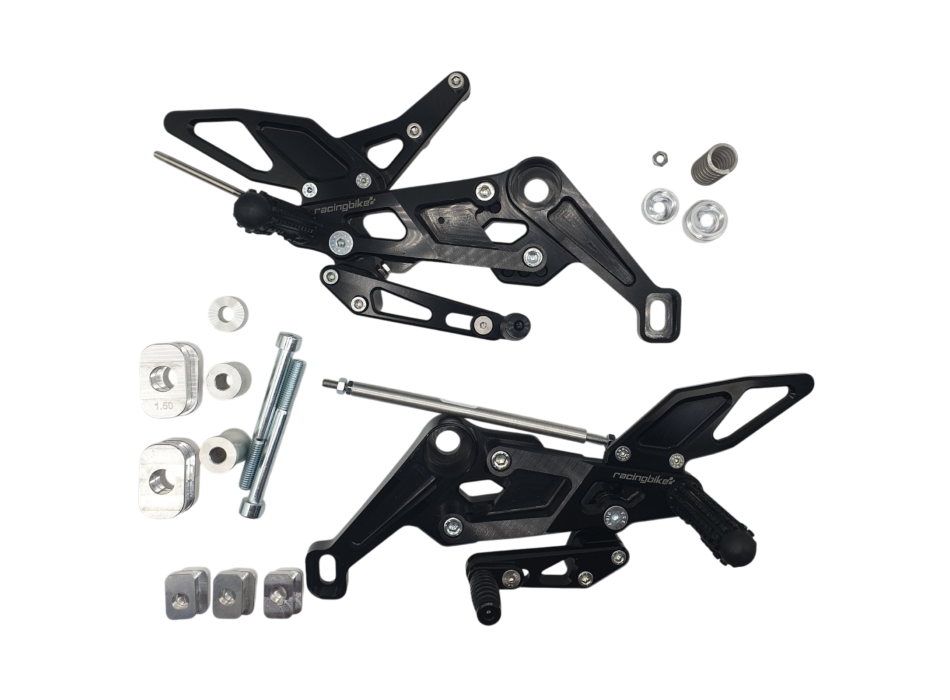 Pedane nere Racingbike per RS/Tuono 660 con offset variabile - A105RN