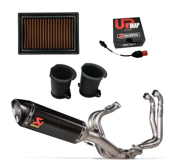 Racing Stage 3 Kit for Tuono V4 2025 (USA 2026) - Akrapovic Full System (S-A10E9-RC) + UpMap + GRT Velocity Stacks + Air Filter