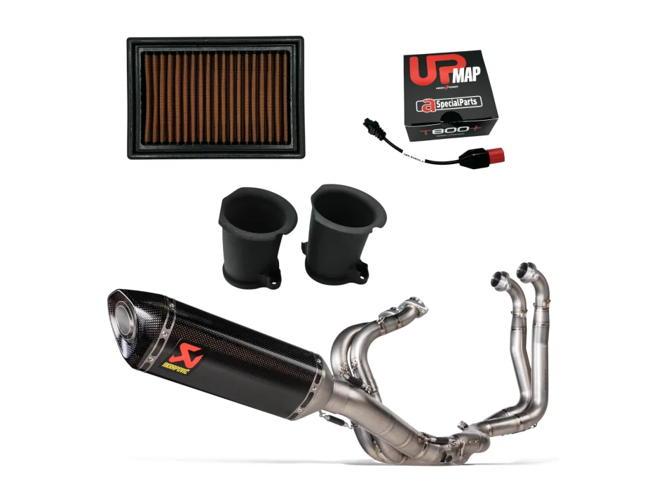 Racing Stage 3 Kit for Tuono V4 2025 (USA 2026) - Akrapovic Full System (S-A10E9-RC) + UpMap + GRT Velocity Stacks + Air Filter