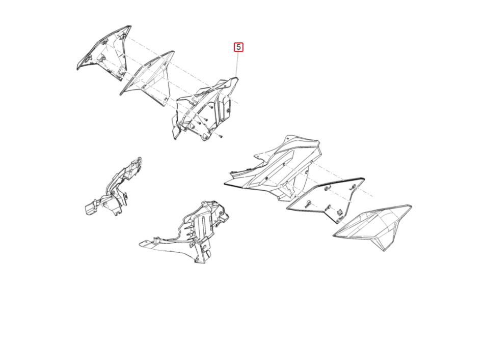 Right Inner Fairing - Unpainted for Tuono 660 - Part No. 2B008043