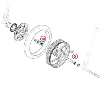 Spacer and Retaining Ring – Front Wheel Aprilia RS457