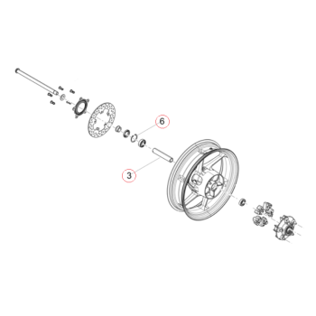 Spacer and Retaining Ring – Rear Wheel Aprilia RS457