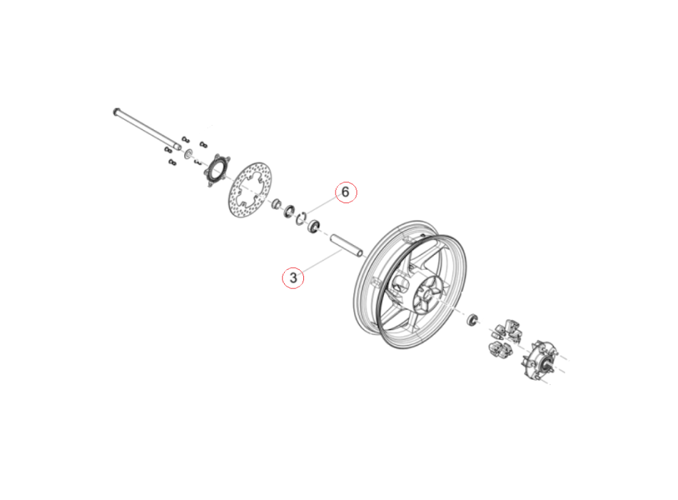 Spacer and Retaining Ring – Rear Wheel Aprilia RS457