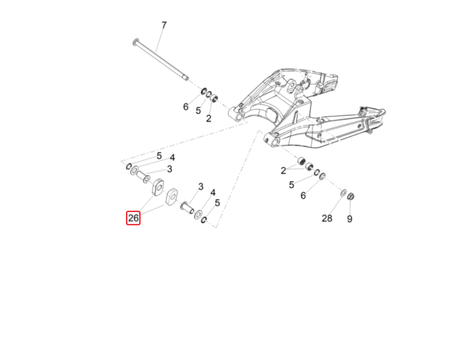 Swingarm Insert RS660 / Tuono 660 Aprilia 2B005283