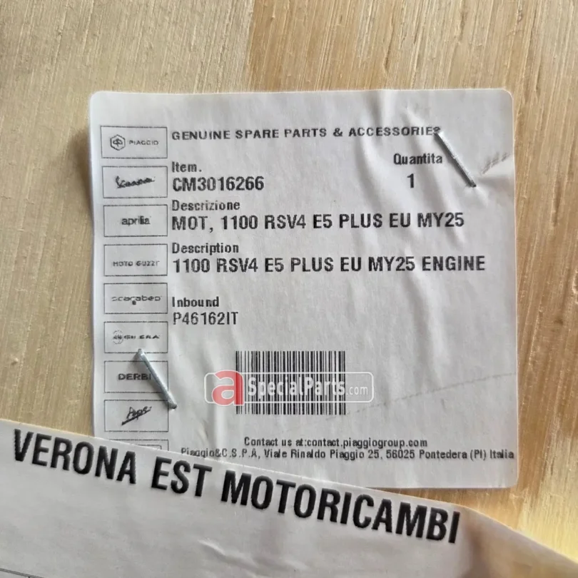Aprilia Engine CM3016266 For RSV4 And Tuono V4 E5+ From 2025 (USA From 2026)