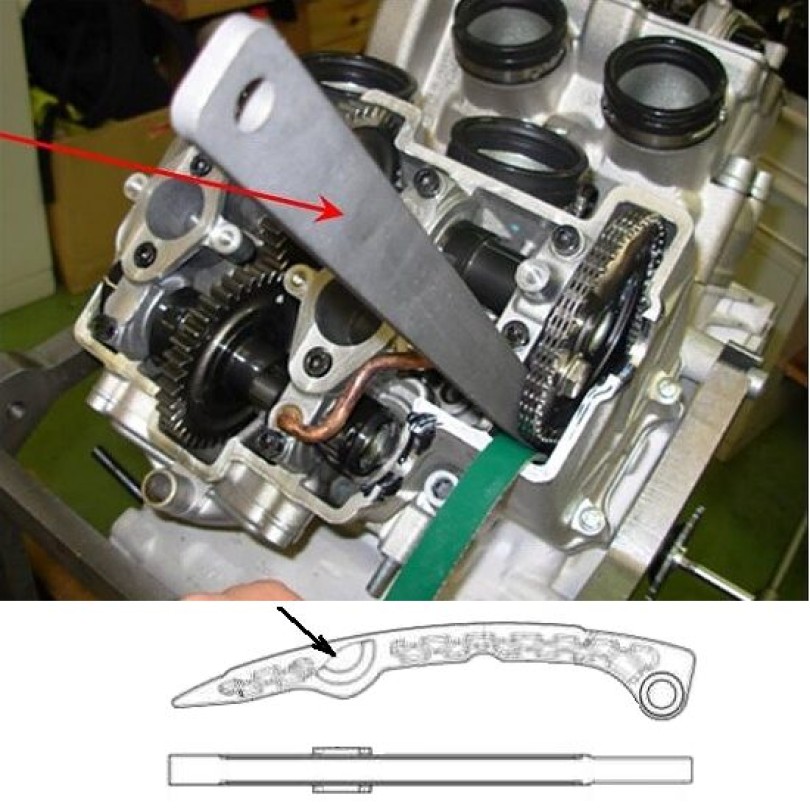 Lever to disarm the timing chain tensioner for V4 - 020979Y